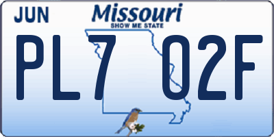 MO license plate PL7O2F