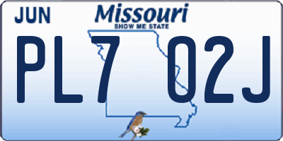 MO license plate PL7O2J