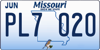 MO license plate PL7O2O