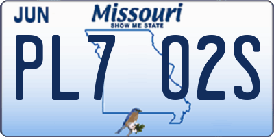 MO license plate PL7O2S