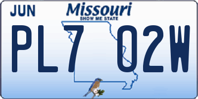 MO license plate PL7O2W