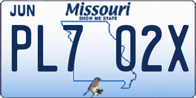 MO license plate PL7O2X
