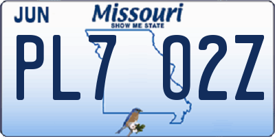 MO license plate PL7O2Z
