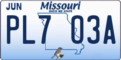 MO license plate PL7O3A