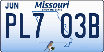 MO license plate PL7O3B