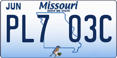 MO license plate PL7O3C