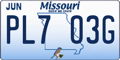 MO license plate PL7O3G