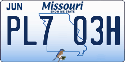 MO license plate PL7O3H