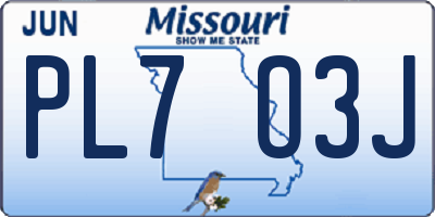 MO license plate PL7O3J