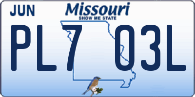 MO license plate PL7O3L