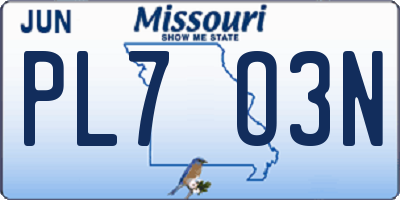 MO license plate PL7O3N