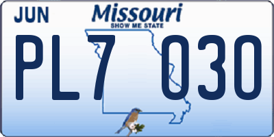 MO license plate PL7O3O