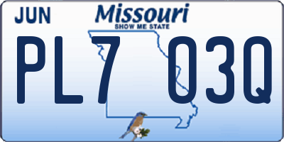 MO license plate PL7O3Q