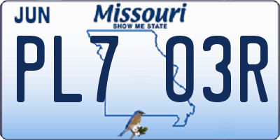 MO license plate PL7O3R