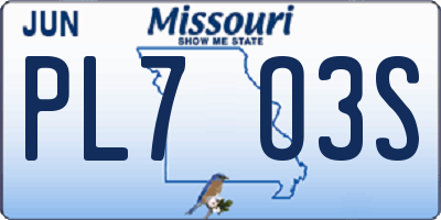 MO license plate PL7O3S