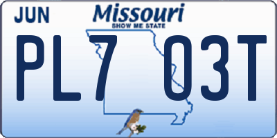 MO license plate PL7O3T