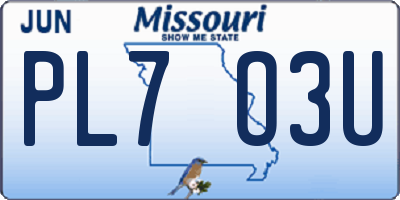 MO license plate PL7O3U