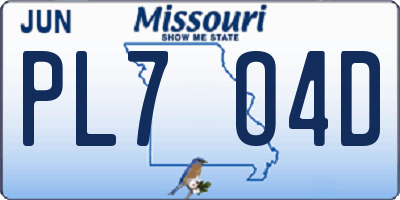 MO license plate PL7O4D