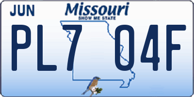 MO license plate PL7O4F