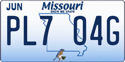 MO license plate PL7O4G