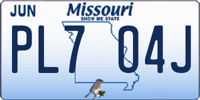 MO license plate PL7O4J
