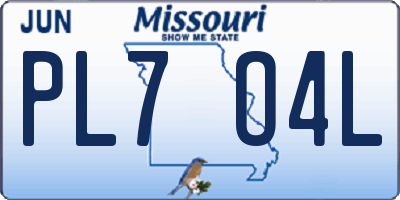 MO license plate PL7O4L