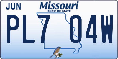 MO license plate PL7O4W