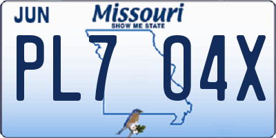 MO license plate PL7O4X