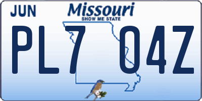 MO license plate PL7O4Z