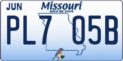 MO license plate PL7O5B