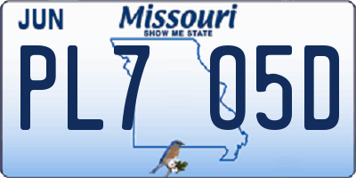 MO license plate PL7O5D