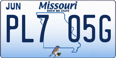 MO license plate PL7O5G