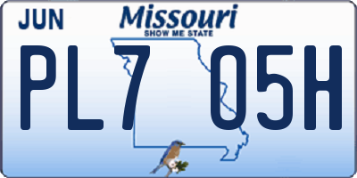 MO license plate PL7O5H