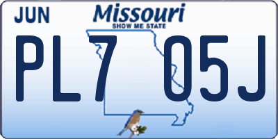 MO license plate PL7O5J