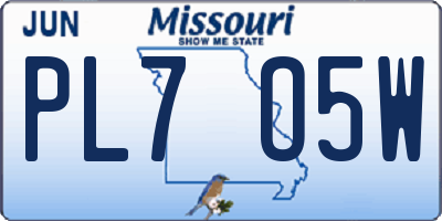 MO license plate PL7O5W