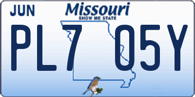 MO license plate PL7O5Y