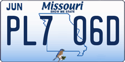 MO license plate PL7O6D