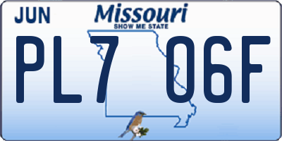 MO license plate PL7O6F
