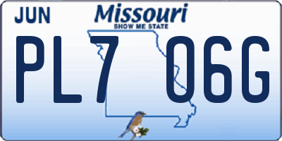 MO license plate PL7O6G