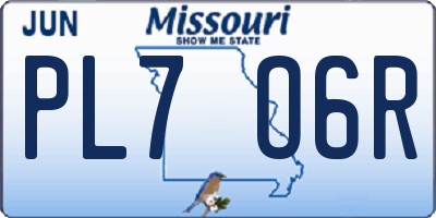 MO license plate PL7O6R