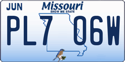 MO license plate PL7O6W