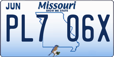MO license plate PL7O6X