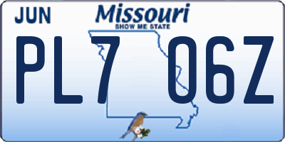 MO license plate PL7O6Z