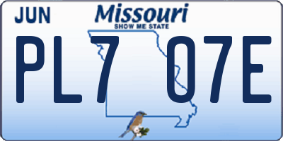 MO license plate PL7O7E