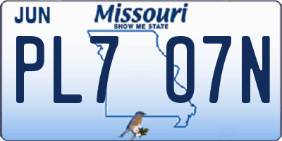 MO license plate PL7O7N