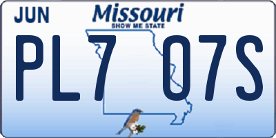 MO license plate PL7O7S