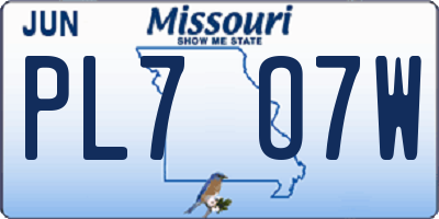 MO license plate PL7O7W