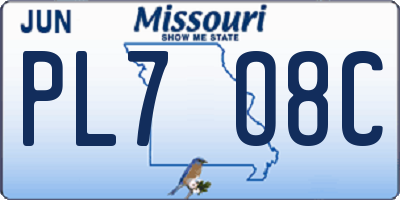 MO license plate PL7O8C