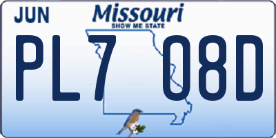 MO license plate PL7O8D