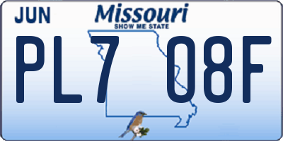 MO license plate PL7O8F